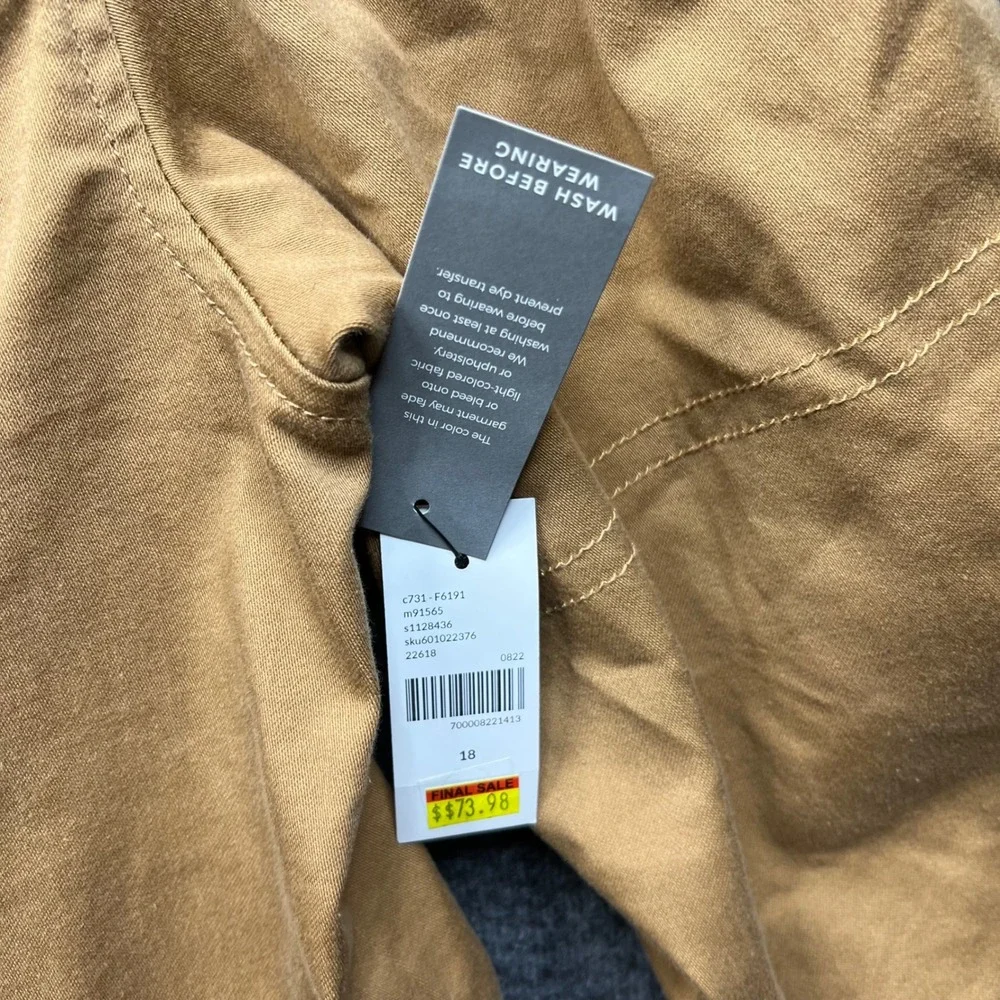 Lane Bryant Jacket Women 18 Tan Cropped Puff Shoulder Cotton Blend m91565